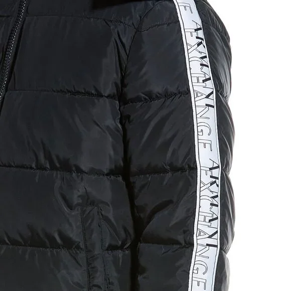 Armani Exchange Logo Men's Hooded Puffer Coat Jacket Large Dark Navy Color - Picture 3 of 8